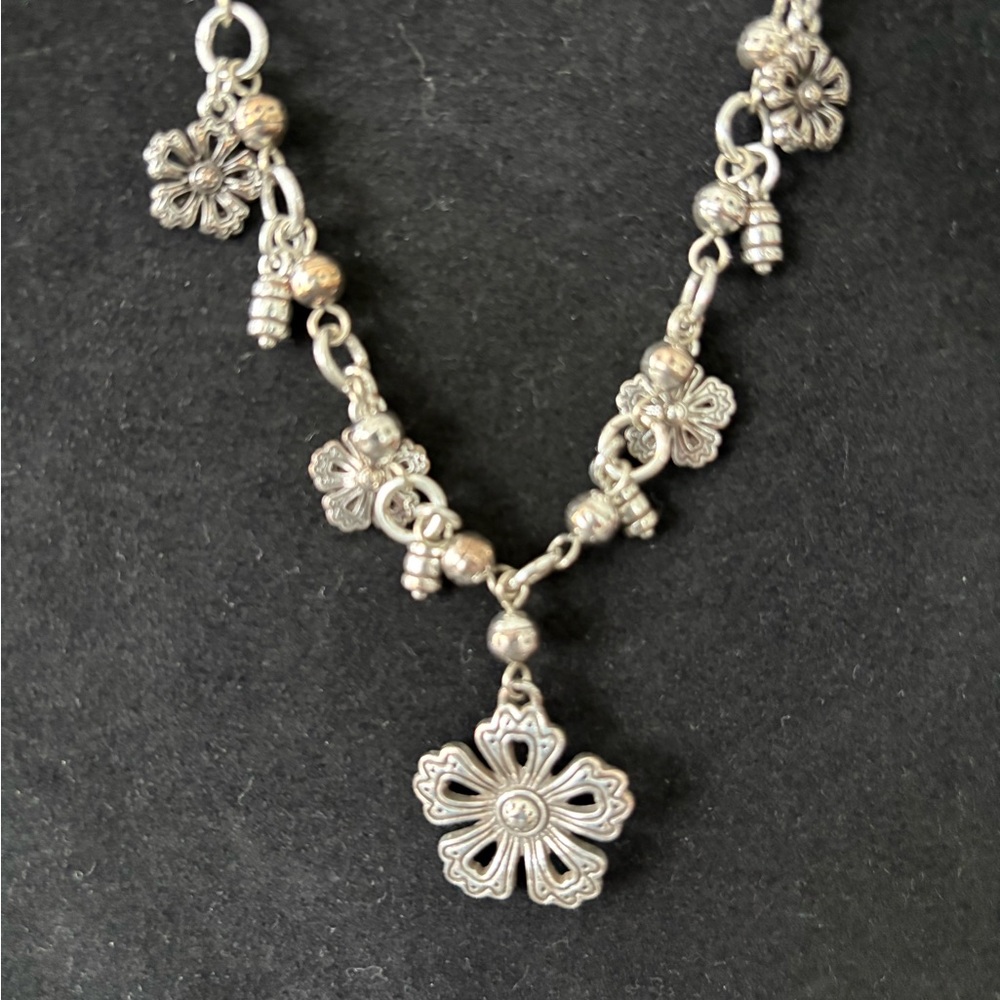 Brighton Silver Floral Charm Necklace